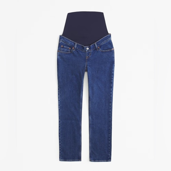 Abercrombie & Fitch Maternity Dark Blue and White Jeans - 2 pairs + bonus shirts - Picture 3 of 11